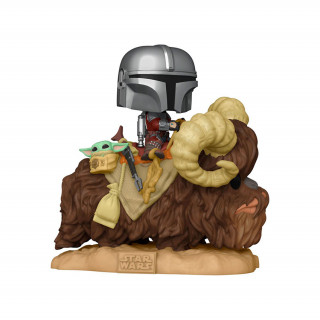 Funko Pop! Deluxe: Mandalorian- Mando on Bantha w/ Child #416 Vinyl Figura Ajándéktárgyak