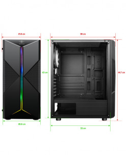 Spirit of Gamer Számítógépház - CLONE 3 RGB (fekete, ablakos, 8x12cm ventilátor, alsó táp,  ATX, 1xUSB3.0, 2xUSB2.0) PC