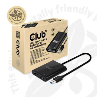 EXT CLUB3D SenseVision USB A - DisplayPort 1.2 Dual Monitor PC