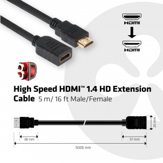 CLUB3D HDMI 1.4 - HDMI 5m kábel PC