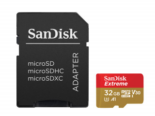 Sandisk 32GB SD micro ( SDHC Class 10) Extreme UHS-I V30 memória kártya adapterrel PC