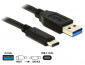 DeLock USB 10 Gbps (USB 3.1, Gen 2), A típusú csatlakozódugó > USB Type-C 0,5m Black thumbnail