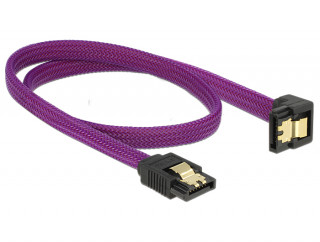 DeLock SATA cable 6 Gb/s 50 cm down / straight metal purple Premium PC