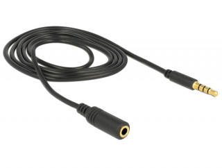 Delock Jack stereo 3,5mm (4pin) M/F audio kábel 1m fekete IPhone headsethez PC