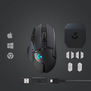 Logitech G502 Lightspeed RGB Vezeték Nélküli Gaming egér, Fekete (910-005567) PC