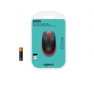 Logitech M190 egér Kétkezes Vezeték nélküli RF Optikai 1000 DPI - Piros PC