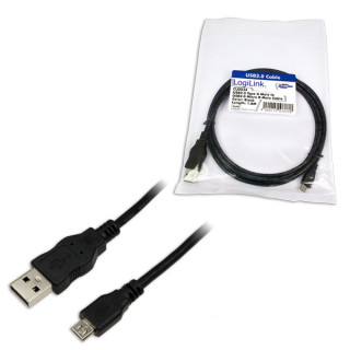 Logilink CU0034 USB2.0 A male -> microUSB male 1,8m Black PC