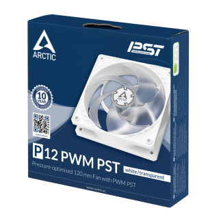 Arctic P12 PWM PST Számítógép ház ventilátor 120mm - Fehér/Átlátszó PC