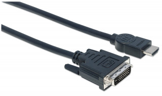 Manhattan Kábel - HDMI to DVI ( 3m; HDMI 19 pin - DVI-D Dual Link, Fekete) PC