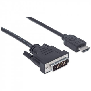 Manhattan Kábel - HDMI to DVI ( 1,8m; HDMI 19 pin - DVI-D Dual Link, Fekete) PC