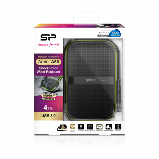 Silicon Power Armor A60 4TB [2.5"/USB3.0] - Fekete/Zöld PC