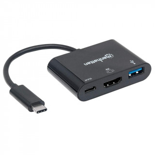 Manhattan Kábel átalakító - USB-C 3.1 to HDMI/USB-C 3.1/USB3.0 (1080p@60Hz or 3840x2160p@30Hz, 4K) PC