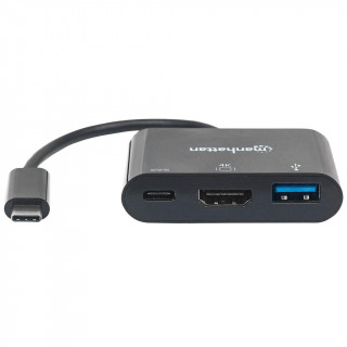 Manhattan Kábel átalakító - USB-C 3.1 to HDMI/USB-C 3.1/USB3.0 (1080p@60Hz or 3840x2160p@30Hz, 4K) PC