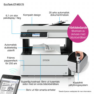 PRNT Epson EcoTank M3170 tintasugaras nyomtató/másoló/síkágyas scanner/fax PC