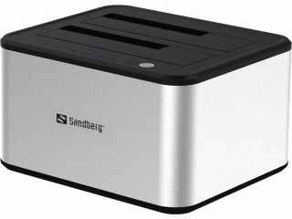 HDD-DOCK Sandberg Docking Station 2x2,5"/3,5" (USB3.0) - Ezüst/Fehér PC