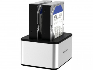 HDD-DOCK Sandberg Docking Station 2x2,5"/3,5" (USB3.0) - Ezüst/Fehér PC