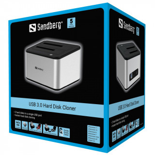 HDD-DOCK Sandberg Docking Station 2x2,5"/3,5" (USB3.0) - Ezüst/Fehér PC