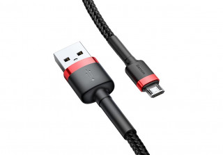 Baseus Cafule USB - MicroUSB adat, töltőkábel 2.4A 2m (Fekete-Piros) (CAMKLF-B91) PC