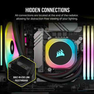 CORSAIR CPU hűtő iCUE LINK H100i RGB AIO (vízhűtés), 2 Ventilátorots, LGA1700 támogatással, fekete PC