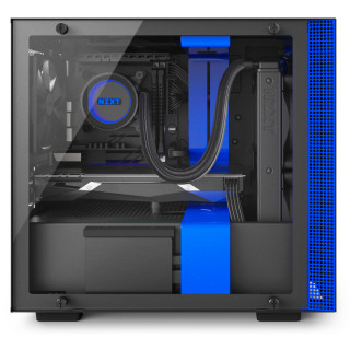 NZXT H200I Fekete-Kék (Táp nélküli) ablakos mini-ITX ház PC