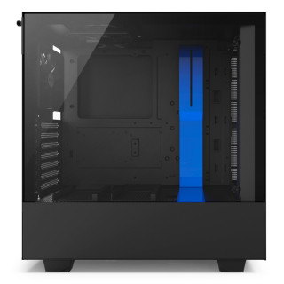 NZXT H500 Fekete-Kék (Táp nélküli) ablakos ATX ház PC