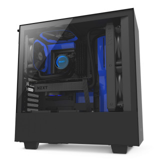 NZXT H500 Fekete-Kék (Táp nélküli) ablakos ATX ház PC