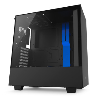 NZXT H500 Fekete-Kék (Táp nélküli) ablakos ATX ház PC