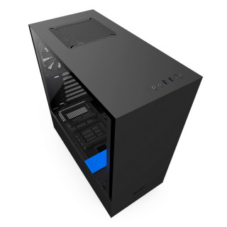 NZXT H500 Fekete-Kék (Táp nélküli) ablakos ATX ház PC