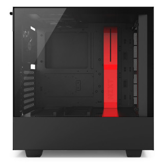 NZXT H500 Fekete-Piros (Táp nélküli) ablakos ATX ház PC