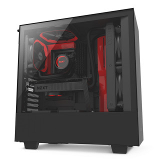 NZXT H500 Fekete-Piros (Táp nélküli) ablakos ATX ház PC