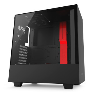 NZXT H500 Fekete-Piros (Táp nélküli) ablakos ATX ház PC