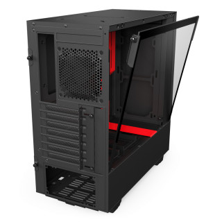 NZXT H500 Fekete-Piros (Táp nélküli) ablakos ATX ház PC