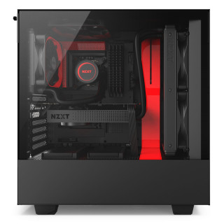 NZXT H500 Fekete-Piros (Táp nélküli) ablakos ATX ház PC