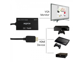 APPROX Kábel átalakító - HDMI to VGA Adapter +  audio output Otthon