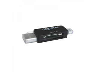 APPROX Kártyaolvasó - USB/Micro USB Mini OTG kártyaolvasó (Micro SD / SD / MMC) Fekete Otthon