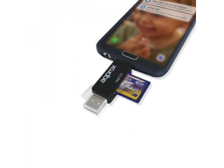 APPROX Kártyaolvasó - USB/Micro USB Mini OTG kártyaolvasó (Micro SD / SD / MMC) Fekete Otthon