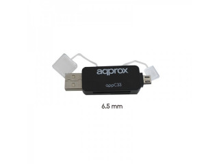 APPROX Kártyaolvasó - USB/Micro USB Mini OTG kártyaolvasó (Micro SD / SD / MMC) Fekete Otthon