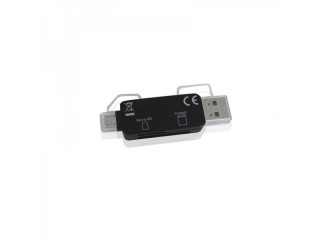 APPROX Kártyaolvasó - USB/Micro USB Mini OTG kártyaolvasó (Micro SD / SD / MMC) Fekete Otthon