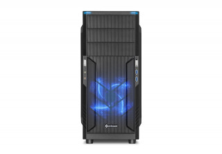 Sharkoon Számítógépház - T3-V (fekete; ATX,mATX; alsó táp; 1x120mm v.; 2xUSB3.0, I/O) PC