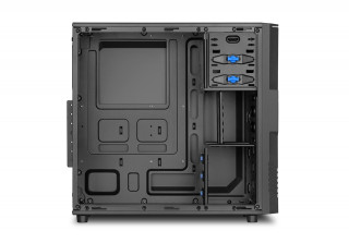 Sharkoon Számítógépház - T3-V (fekete; ATX,mATX; alsó táp; 1x120mm v.; 2xUSB3.0, I/O) PC