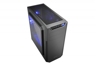 Sharkoon Számítógépház - VS7 Window (fekete; alsó táp; üveg ablak, ATX,mATX; mITX; 2xUSB3.0; I/O; 2x120mm ventillátor) PC