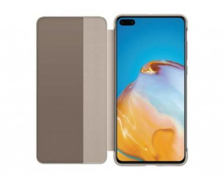 Huawei P40 S-View Cover, gyári flip tok, barna Mobil