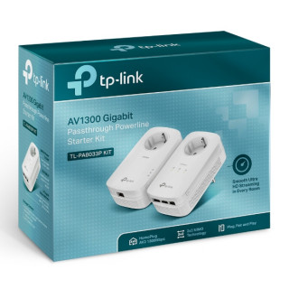 TP-LINK TL-PA8033P-KIT AV1300 3-Port Gigabit Passthrough Powerline Starter Kit PC