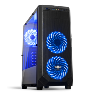 Spirit of Gamer Számítógépház - ROGUE 1 Blue (fekete, ablakos, 3x12cm ventilátor, ATX, mATX, 2xUSB3.0, 1xUSB2.0) PC