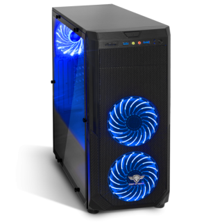 Spirit of Gamer Számítógépház - ROGUE 1 Blue (fekete, ablakos, 3x12cm ventilátor, ATX, mATX, 2xUSB3.0, 1xUSB2.0) PC