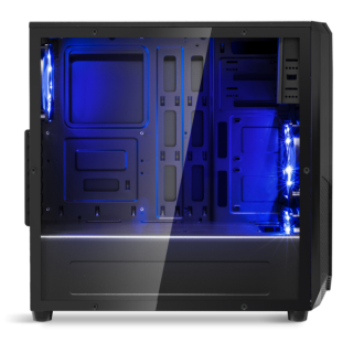 Spirit of Gamer Számítógépház - ROGUE 1 Blue (fekete, ablakos, 3x12cm ventilátor, ATX, mATX, 2xUSB3.0, 1xUSB2.0) PC