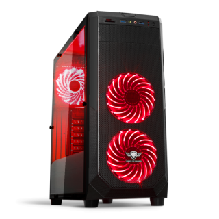 Spirit of Gamer Számítógépház - ROGUE 1 Red (fekete, ablakos, 3x12cm ventilátor, ATX, mATX, 2xUSB3.0, 1xUSB2.0) PC