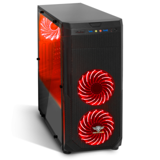 Spirit of Gamer Számítógépház - ROGUE 1 Red (fekete, ablakos, 3x12cm ventilátor, ATX, mATX, 2xUSB3.0, 1xUSB2.0) PC