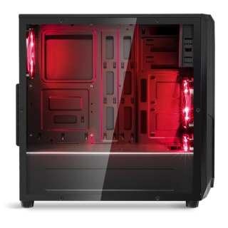 Spirit of Gamer Számítógépház - ROGUE 1 Red (fekete, ablakos, 3x12cm ventilátor, ATX, mATX, 2xUSB3.0, 1xUSB2.0) PC