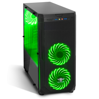 Spirit of Gamer Számítógépház - ROGUE 1 Green (fekete, ablakos, 3x12cm ventilátor, ATX, mATX, 2xUSB3.0, 1xUSB2.0) PC